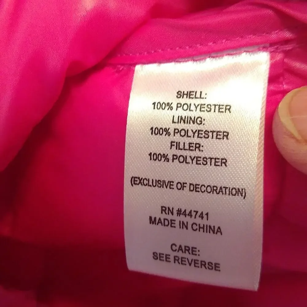 Slalom girls Size Large pink puffer hoodie jacket. Warm Barbie